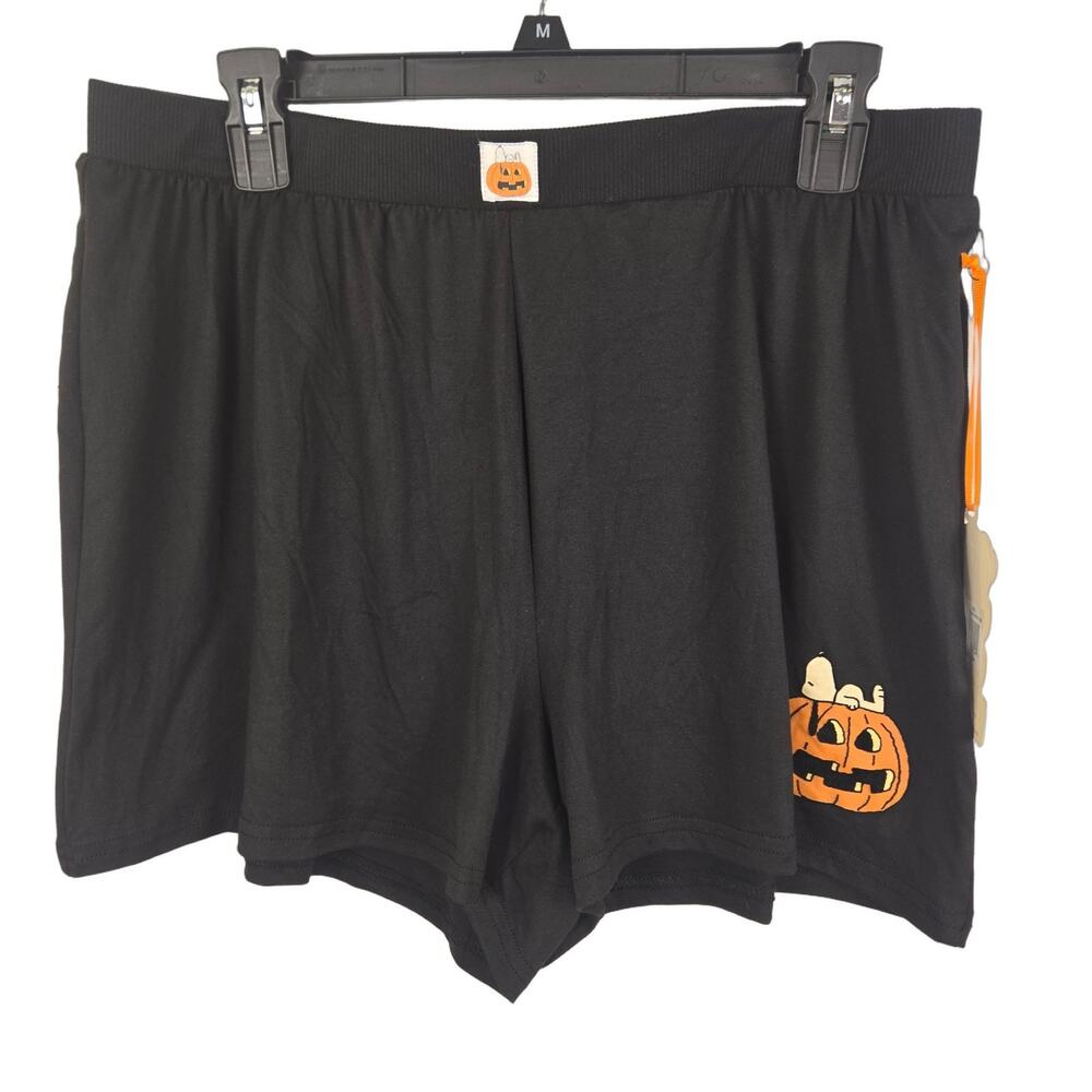 Peanuts Women's Snoopy Halloween Sleep Shorts Black Size L Casual Jersey